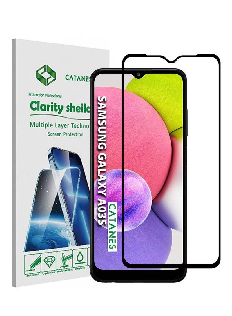 CATANES Samsung Galaxy A03s Screen Protector Clear 9H Tempered Glass Full Coverage 6.5 inch - Image 1