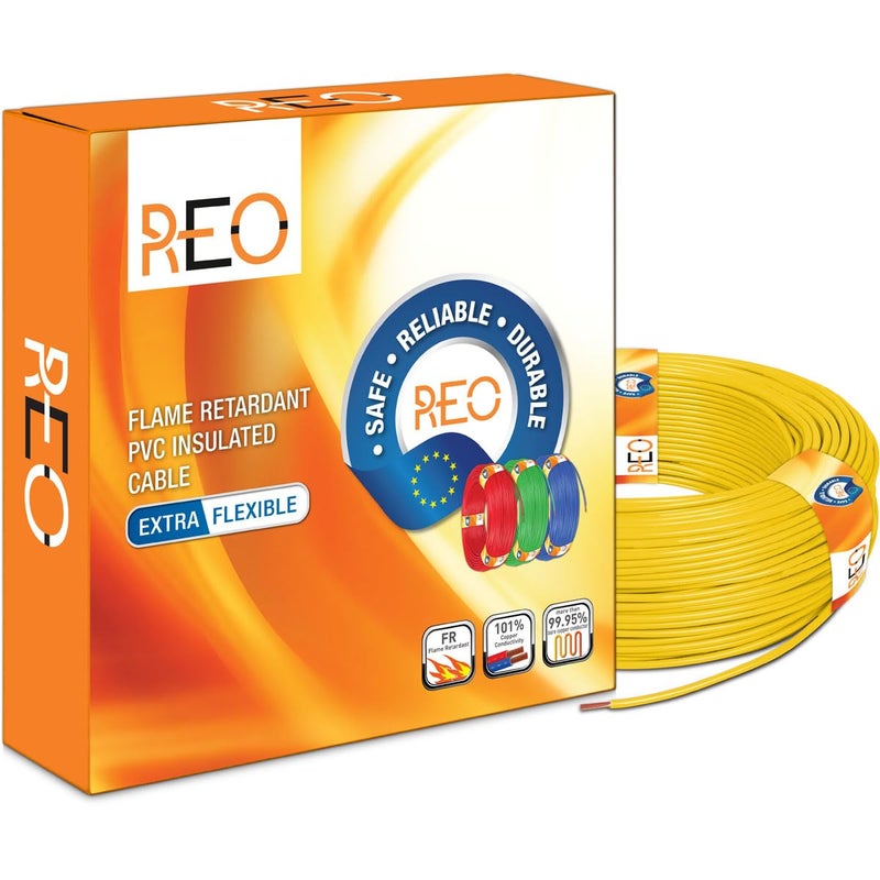 REO by Havells | 1.5 sqmm Copper Wire (90 meter -Yellow)| Class 5 Conductor (99.95% copper)|Flame Retardant - Extra Flexible PVC Insulated Cable Ideal for Domestic (WRFFDNYA11X5) - Image 5
