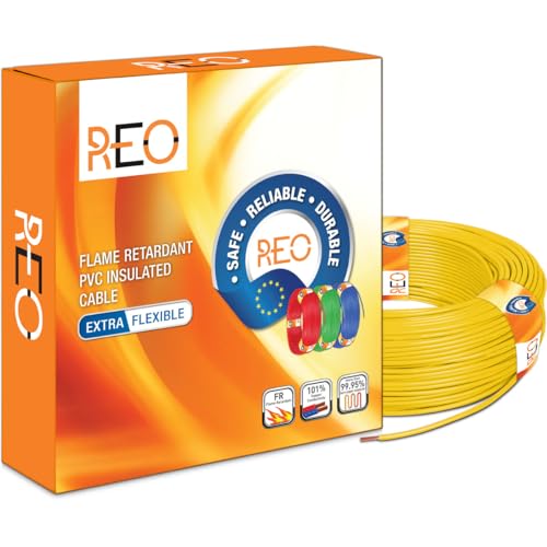 REO by Havells | 1.5 sqmm Copper Wire (90 meter -Yellow)| Class 5 Conductor (99.95% copper)|Flame Retardant - Extra Flexible PVC Insulated Cable Ideal for Domestic (WRFFDNYA11X5) - Image 1