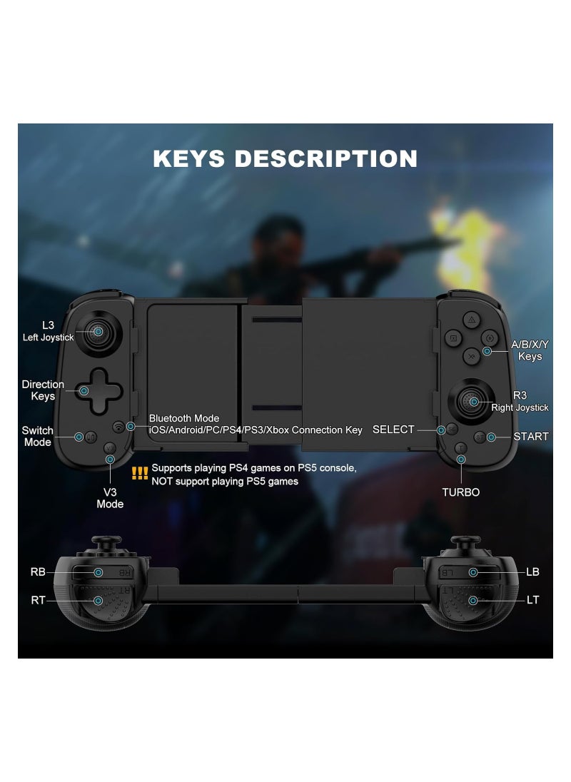 KASTWAVE - Mobile Gaming Controller Compatible with Phone/Pad/Android/Tablet/PC/Switch/PS3/PS4, Wireless Gamepad Joystick with Turbo/6-axis Gyro/Vibration, Play Cloud Gaming/PS Remote Play/Link - Image 1