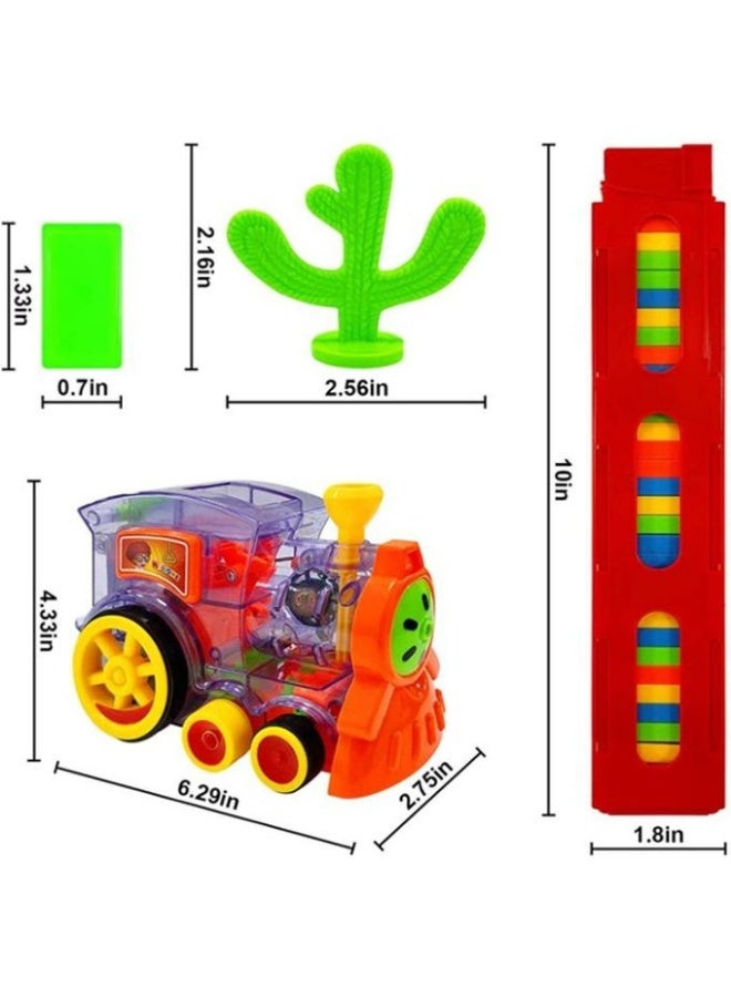 Domino Train Set, Automatic Domino Train Toys for Kids with 60 Colorful Sound Blocks, Electric Domino Train Set, Building and Stacking Toys for Boys and Girls Ages 3 and Up - Image 2