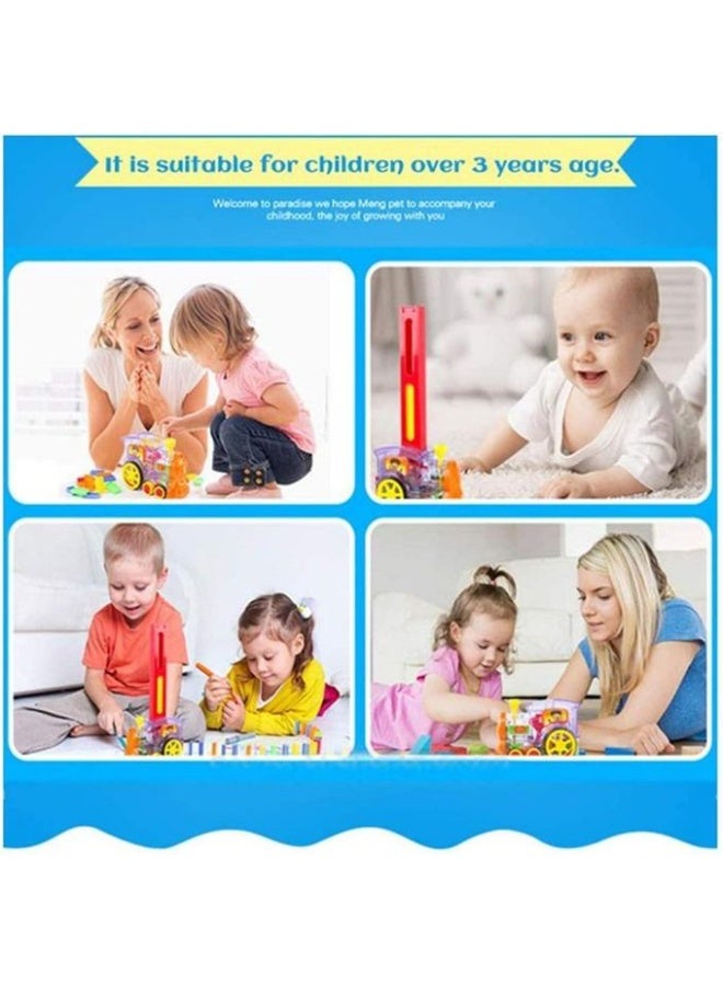 Domino Train Set, Automatic Domino Train Toys for Kids with 60 Colorful Sound Blocks, Electric Domino Train Set, Building and Stacking Toys for Boys and Girls Ages 3 and Up - Image 3