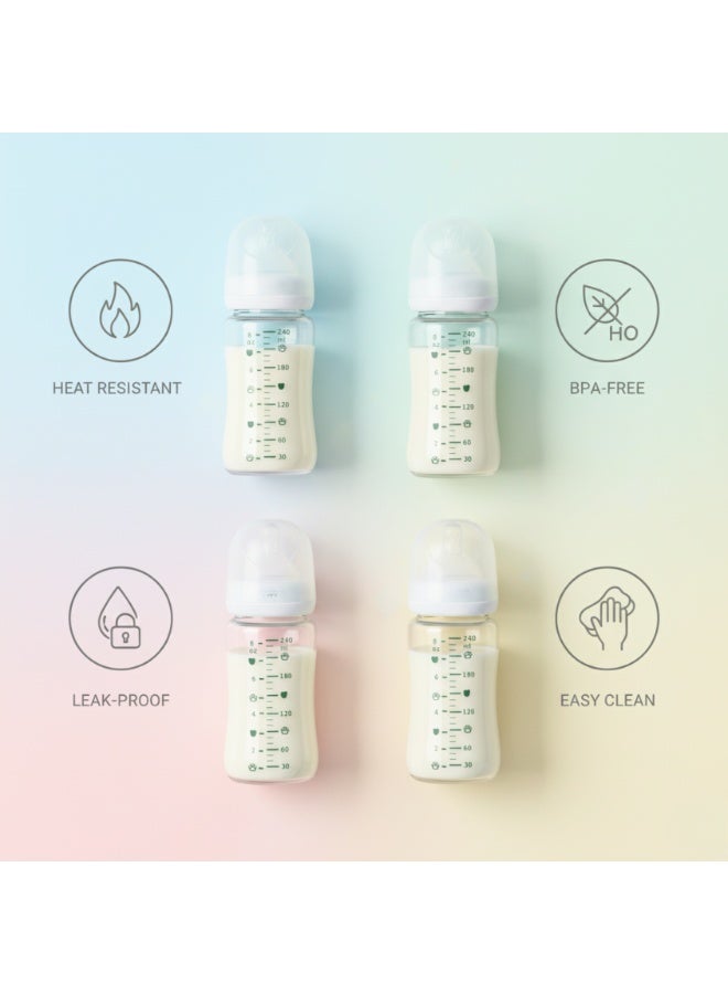 بوني رضاعة اطفال زجاج ٢٤٠ مل | ببرونة اطفال | رضاعة اطفال | رضاعة اطفال بلاستيك آمنة وسهلة الاستخدام والتنظيف - Image 2