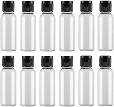 VASANA 12PCS Plastic Travel Squeeze Bottle with Black Flip Cap Empty Refill Cosmetic Sample Storage Holder Facial Cleaner Body Cream Emollient Shower Gel Emulsion Cosmetic Water Container 30ml - Image 1