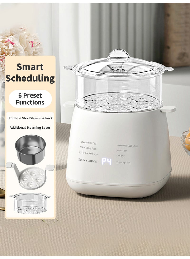 بيستيس  جهاز سلق البيض الذكي متعدد الوظائف | 6 برامج مسبقة | وعاء ستانلس ستيل + بلاستيك آمن للطعام | إيقاف تلقائي + مؤقت 12 ساعة | مناسب للبيض، الكسترد، الزبادي وبيض الشاي - Image 1