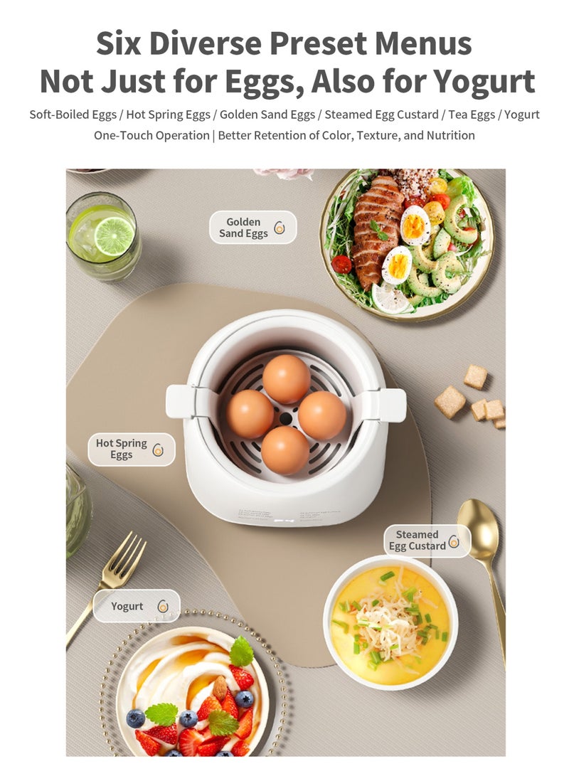 بيستيس  جهاز سلق البيض الذكي متعدد الوظائف | 6 برامج مسبقة | وعاء ستانلس ستيل + بلاستيك آمن للطعام | إيقاف تلقائي + مؤقت 12 ساعة | مناسب للبيض، الكسترد، الزبادي وبيض الشاي - Image 3