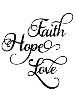MIRFA Wooden Wall Art With Self Adhesive Base - Black (Faith, Hope, Love) 