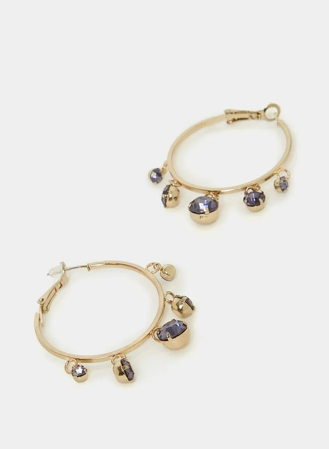 ستايلي Faux Crystal Hoop Earrings