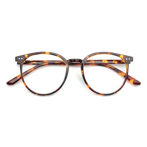 JFXQDR Blue Light Blocking Glasses for Women and Men, Round Frame Computer Gaming Anti Eyestrain & UV Glare RF6213 (Coco Tortoise) - Image 1