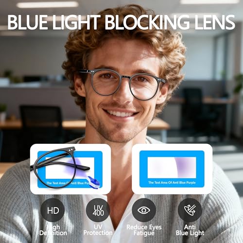 JFXQDR Blue Light Blocking Glasses for Women and Men, Round Frame Computer Gaming Anti Eyestrain & UV Glare RF6213 (Coco Tortoise) - Image 5