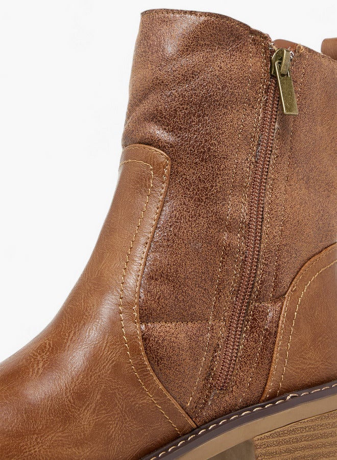 Lee Cooper Women's Solid Block Heel Boots with Zip Closure - Image 4