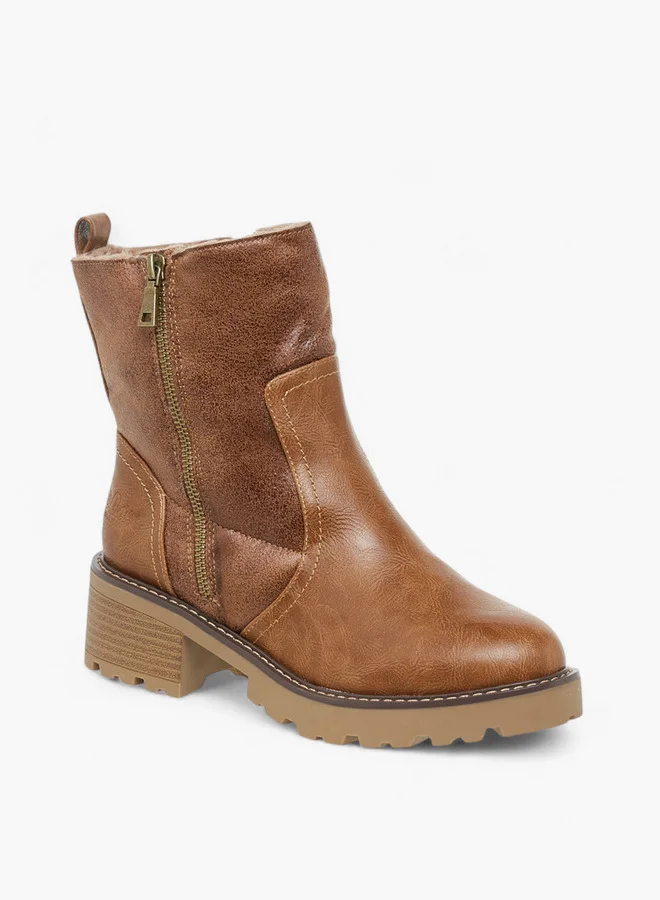 Lee Cooper Women's Solid Block Heel Boots with Zip Closure