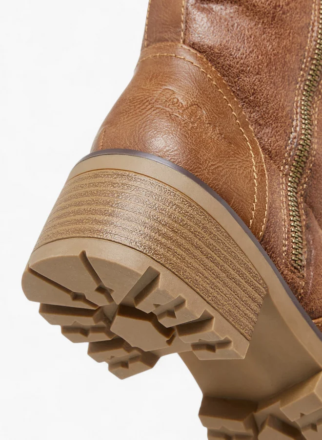 Lee Cooper Women's Solid Block Heel Boots with Zip Closure