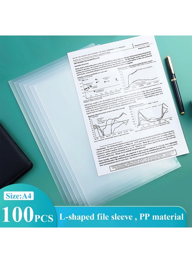 M&G Plastic Clear Document File Folders 100 Pack Ltype Folders Copy Safe Project Pockets A4 Letter Size Paper Sheet Protectors For Office School Organizer Transparent  - Image 2