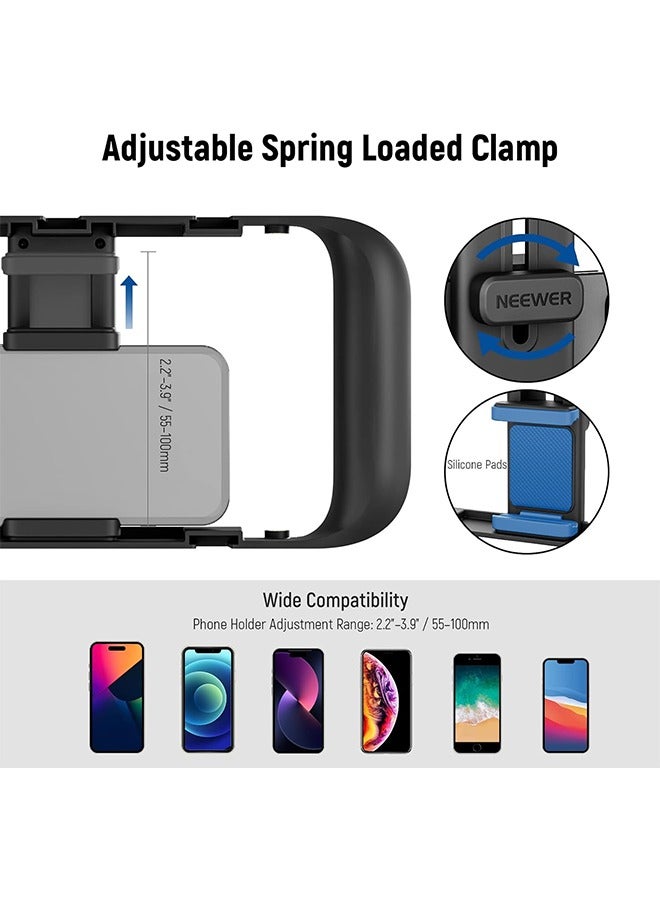 Neewer NEEWER Mobile Phone Video Rig, Mobile Phone Grip Stabiliser Cage with Cold Shoe and 1/4 Inch Thread, Video Recording Film Rig, Compatible with iPhone 16 15 Pro Max Plus 14 13 Mini X XS Max XR  - Image 4