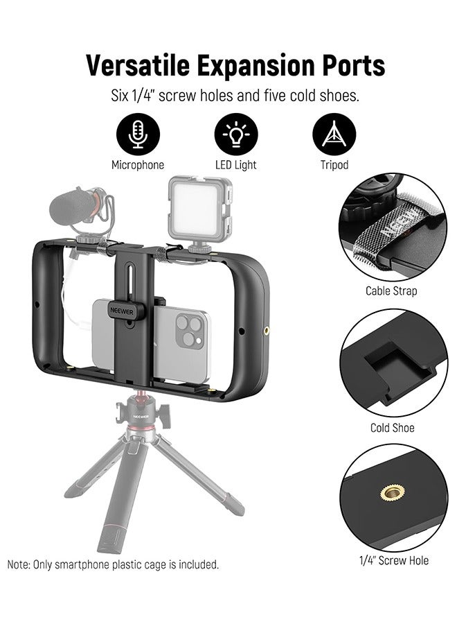 Neewer NEEWER Mobile Phone Video Rig, Mobile Phone Grip Stabiliser Cage with Cold Shoe and 1/4 Inch Thread, Video Recording Film Rig, Compatible with iPhone 16 15 Pro Max Plus 14 13 Mini X XS Max XR  - Image 5