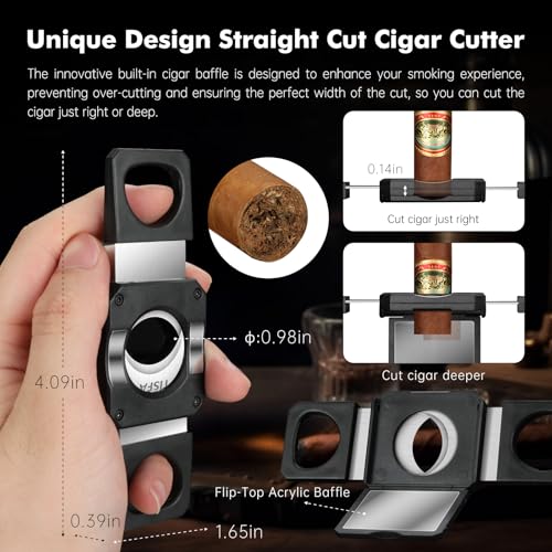 TISFA Cigar Ashtray Set, Portable Ash tray for Outdoor, Hole Punch, V Cutter with Draw Enhancer and Holder, Straight Cutter with Stand, Cigar Accessories Ashtray Gift Set - Image 5