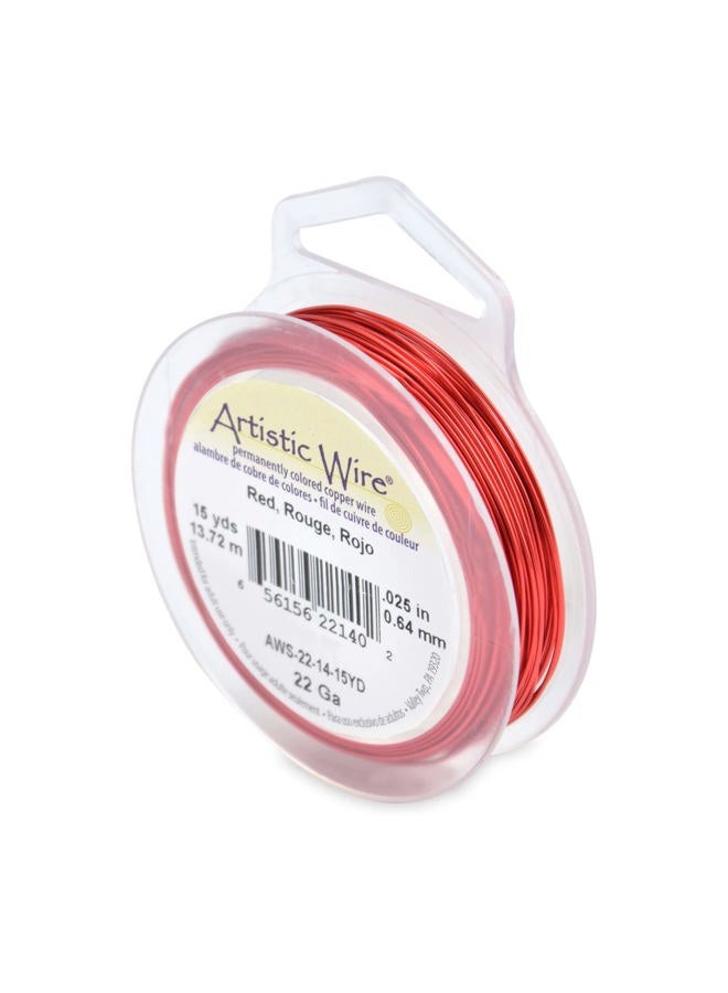 Artistic Wire , 22 Gauge Tarnish Resistant Colored Copper Craft Jewelry Wrapping Wire, Red, 15 yd - Image 1