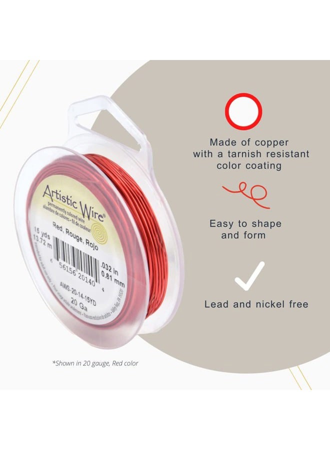 Artistic Wire , 22 Gauge Tarnish Resistant Colored Copper Craft Jewelry Wrapping Wire, Red, 15 yd - Image 2