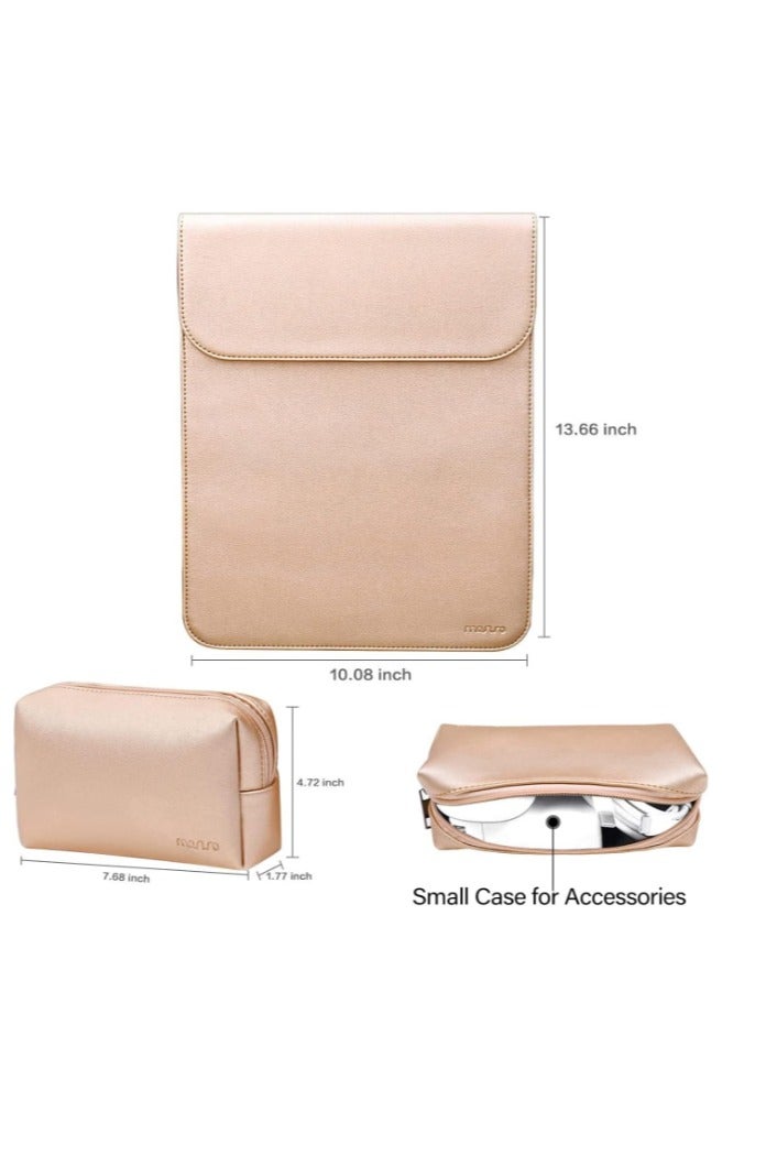 Mosiso MOSISO Laptop Case 13 Inch Faux Suede Leather Sleeve with Accessory Pouch Compatible with MacBook Air M4 M3 M2 M1 2025–2018 and MacBook Pro M2 M1 2025–2016 – Rose Gold  - Image 3