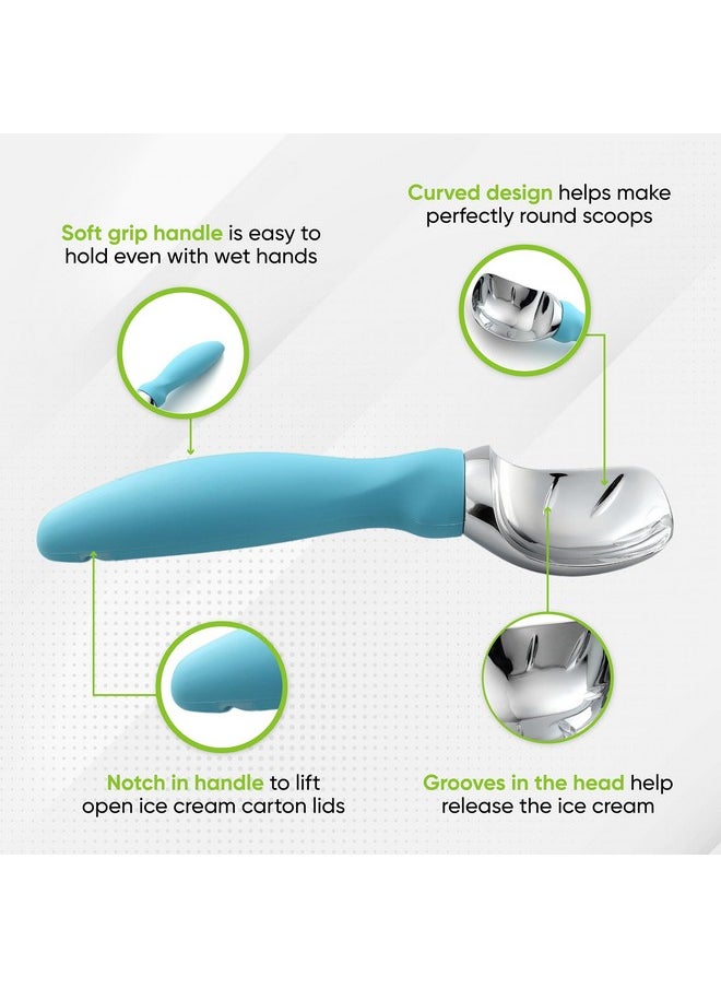 Spring Chef Spring Chef Ice Cream Scoop with Soft Grip Handle, Professional Heavy Duty Sturdy Scooper, Premium Kitchen Tool for Cookie Dough, Gelato, Sorbet, Aqua Sky  - Image 3