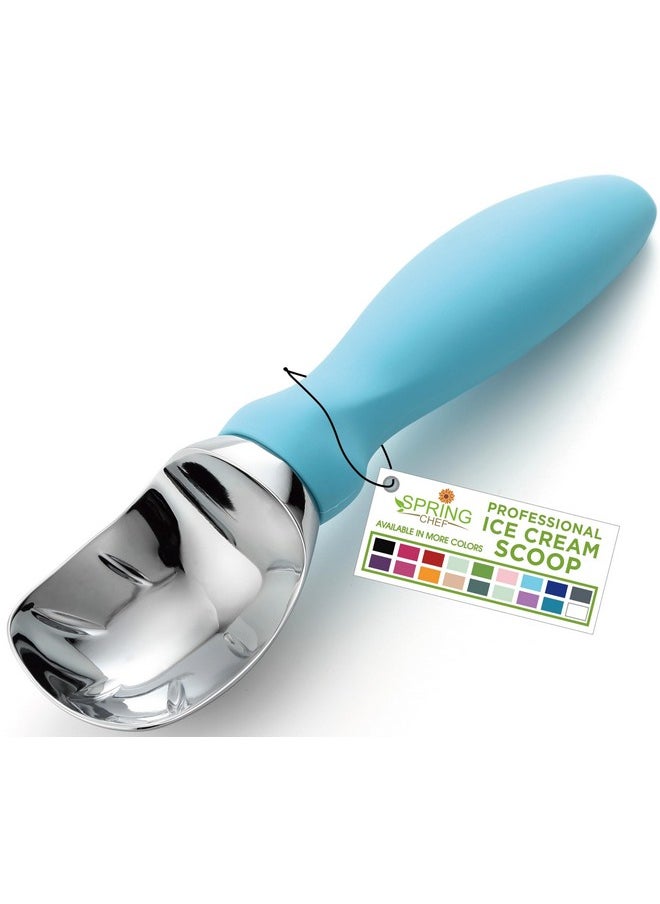 Spring Chef Spring Chef Ice Cream Scoop with Soft Grip Handle, Professional Heavy Duty Sturdy Scooper, Premium Kitchen Tool for Cookie Dough, Gelato, Sorbet, Aqua Sky  - Image 1