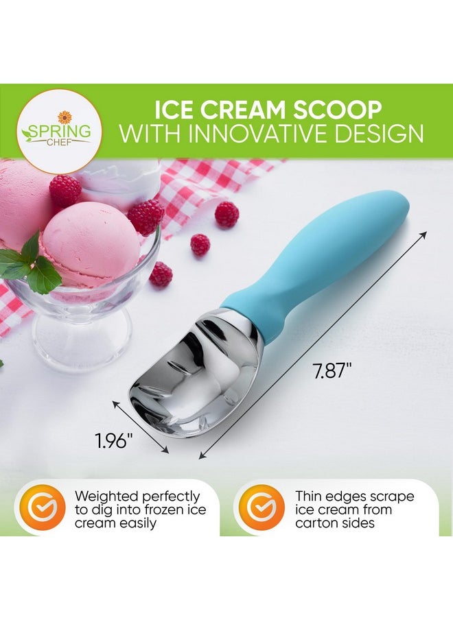 Spring Chef Spring Chef Ice Cream Scoop with Soft Grip Handle, Professional Heavy Duty Sturdy Scooper, Premium Kitchen Tool for Cookie Dough, Gelato, Sorbet, Aqua Sky  - Image 2