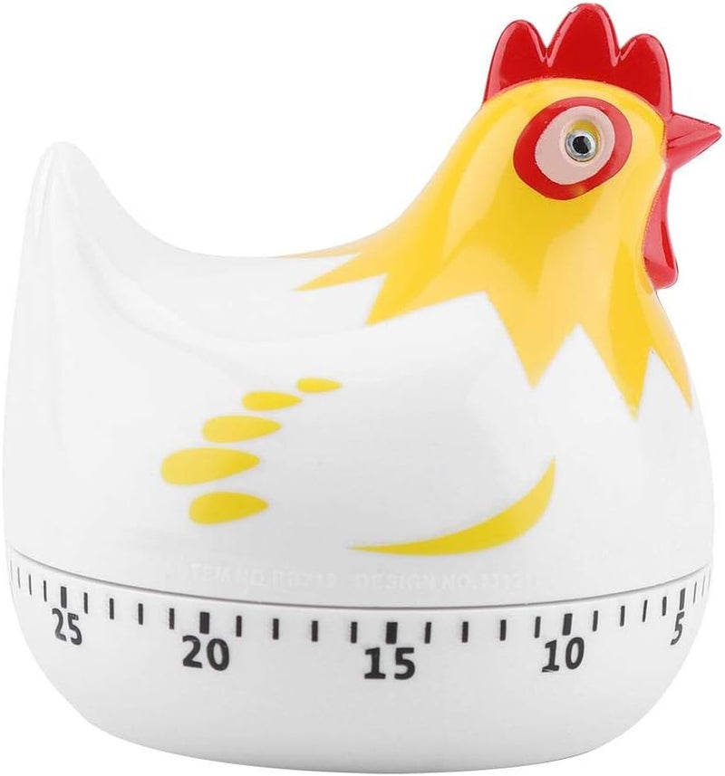 cheekyglo Kitchen Timer, Chicken Cooking Timer Cute Cartoon Countdown Timer for Cooking Baking(White) - Image 1