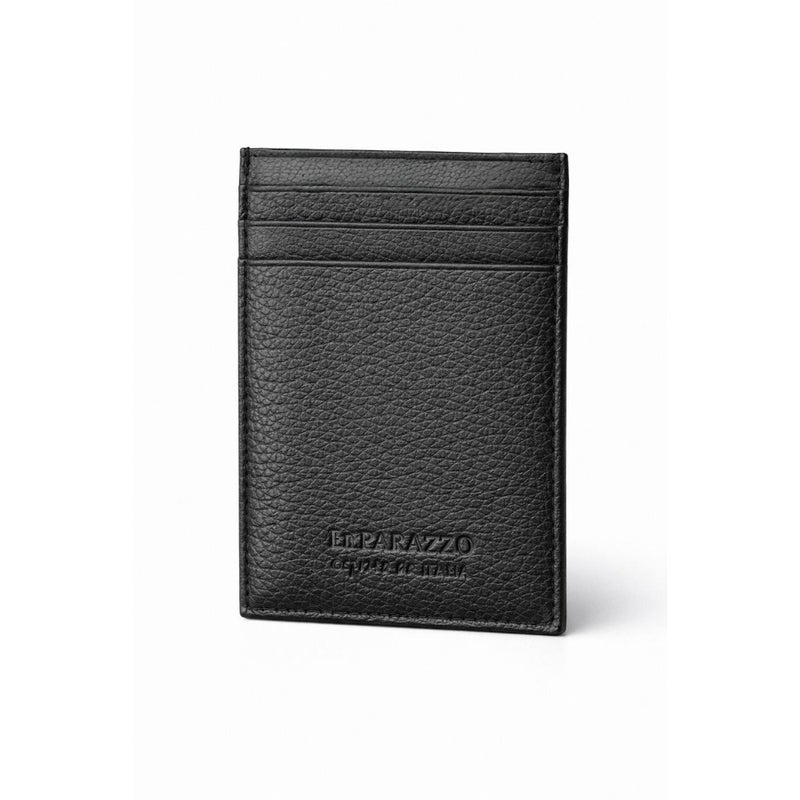 Men's Genuine Leather Card Holder Slim Vertical Wallet with Tan Stripe Accent, Quick-Access Notch Slot, Front Pocket Design - Image 4