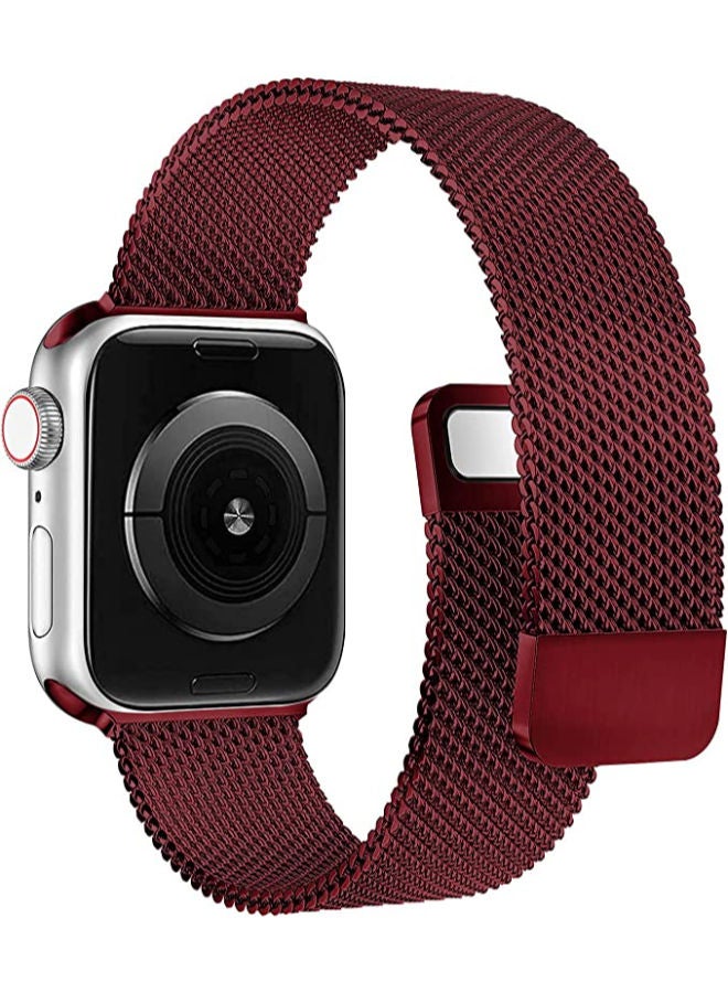 Loop Stainless Steel Strap With Magnetic Clasp For Apple Watch  42mm / 44mm / 45mm Apple Watch Strap For Apple Watch Series 7 / 6 / SE / 5 / 4 / 3 / 2 / 1 Red