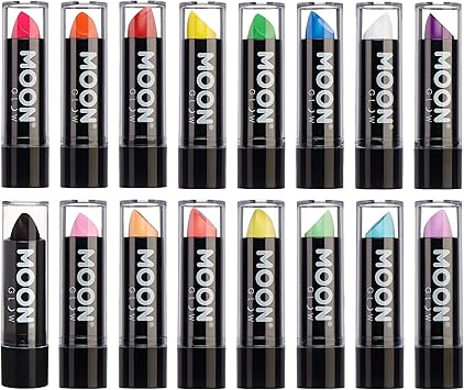 Moon Glow Neon UV Lipstick by Moon Glow Intense Pastel set of 16 colours Bright Neon Coloured Lipstick Glows under UV - Image 1