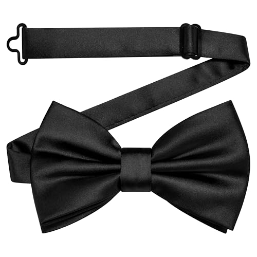 Branduce Black Bow Tie for Men Pre-tied Adjustable Silk Blend Bowties for Wedding Party (BB05-24) - Image 5