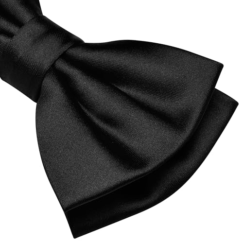 Branduce Black Bow Tie for Men Pre-tied Adjustable Silk Blend Bowties for Wedding Party (BB05-24) - Image 3