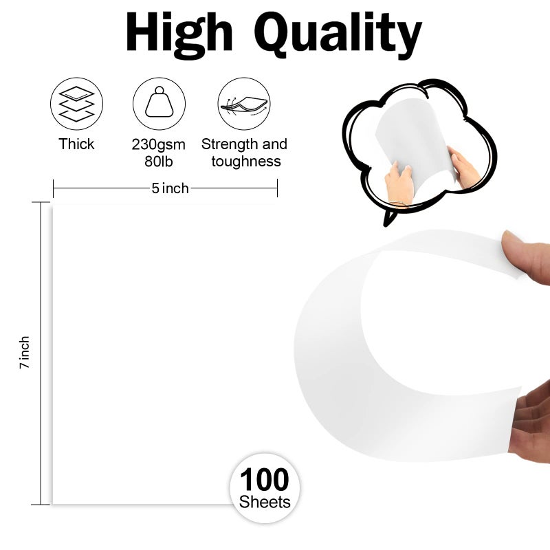 Goefun 100 Pack White Blank Cardstock 5x7 Thick Paperï¼ŒGoefun 80lb Flat Cards Stock Printer Paper for Invitations, Postcards, Photos, DIY Card Making - Image 2