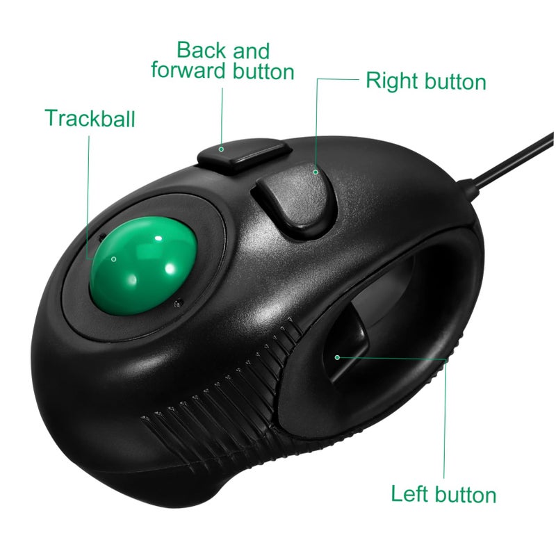 ماوس كرة التتبع الصغير السلكي المريح 4D USB محمول للسفر حجم متوسط لون أسود - Image 3