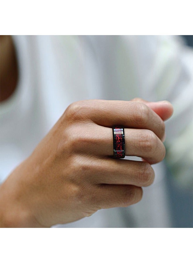 Beyond Couples Promise Rings, Anti Fading Titanium Engagement Ring, Suitable As A Couple Gift and Wedding Ring (Black+Red) - Image 3