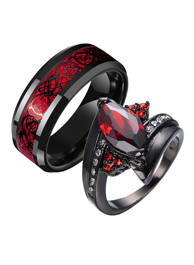 Beyond Couples Promise Rings, Anti Fading Titanium Engagement Ring, Suitable As A Couple Gift and Wedding Ring (Black+Red) - Image 1