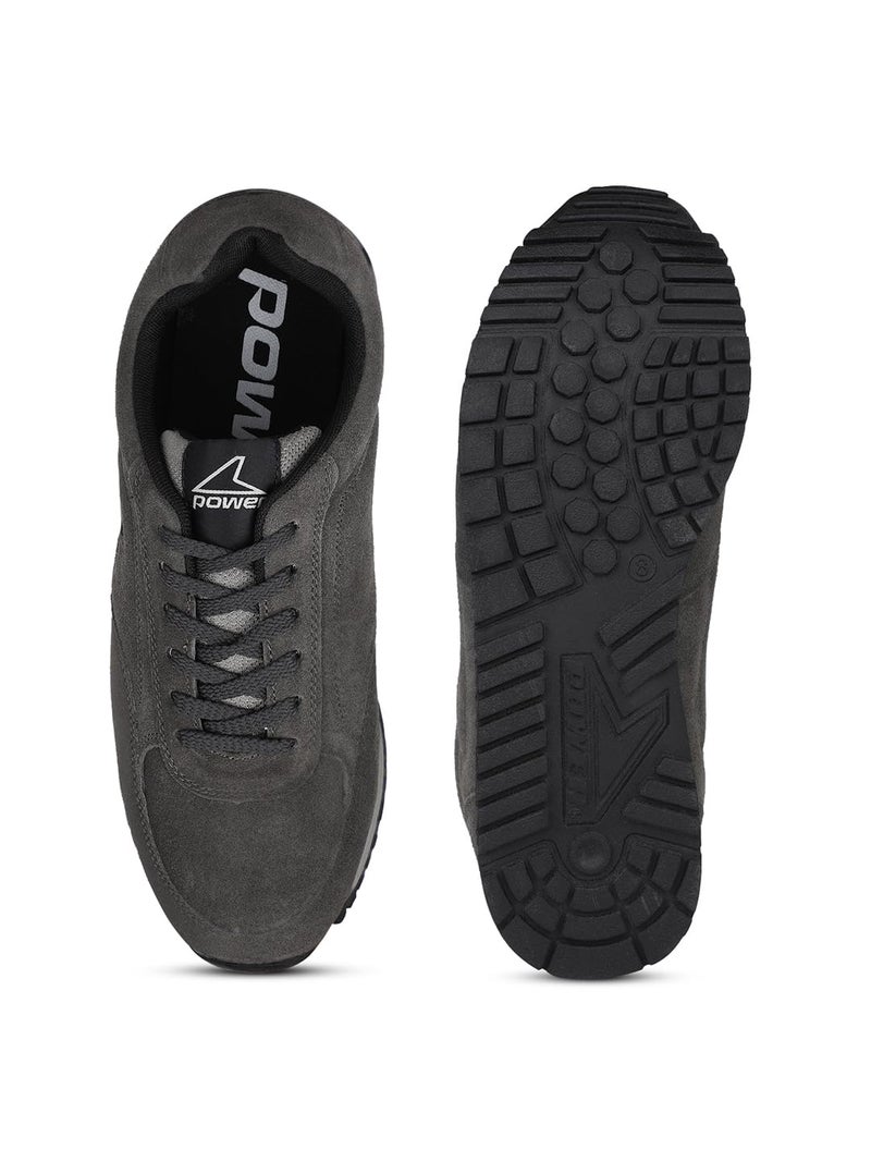 Power Men's Extreme Leather Dark Grey Sports Shoes - 7 UK (8332294) - Image 2