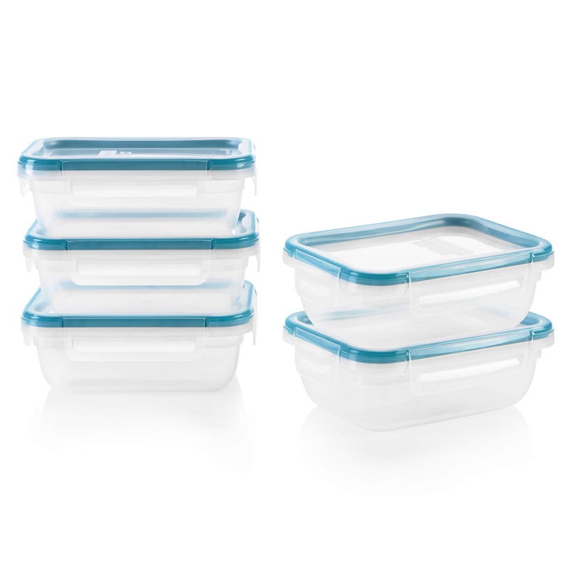 Snapware Total Solution 5Pack 3Cup Plastic Food Storage Containers Set Leakproof  Airtight Locking Lids Rectangular Tupperware NonToxic BPAFree Lids Microwave Dishwasher Freezer Safe