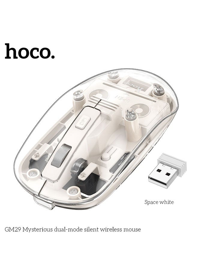 hoco. GM29 Mysterious dual-mode silent wireless mouse(White)  - Image 2