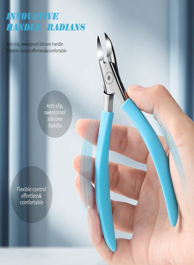 FVION Toenail Clippers, Professional Thick & Ingrown Toe Nail Clippers for Men & Seniors, Velvet-Soft Handle Toenail Cutter/Colorful Nail Clippers, High Grade Stainless Steel - Image 3
