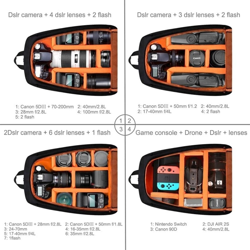 eWINNER Large Capacity Waterproof Shockproof Camera Backpack with 15 Inch Laptop Compartment - Image 5