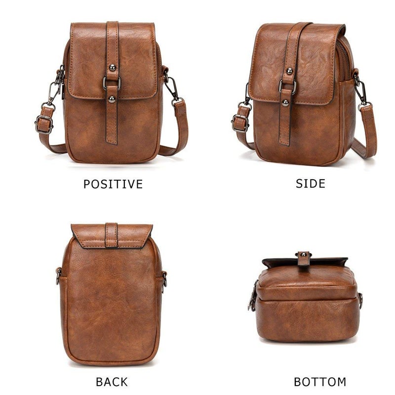 My Friday myfriday Vintage Crossbody Phone Bag for Women, Small Leather Shoulder Purse and Handbag with Tassel&Rivet Decoration - Image 5