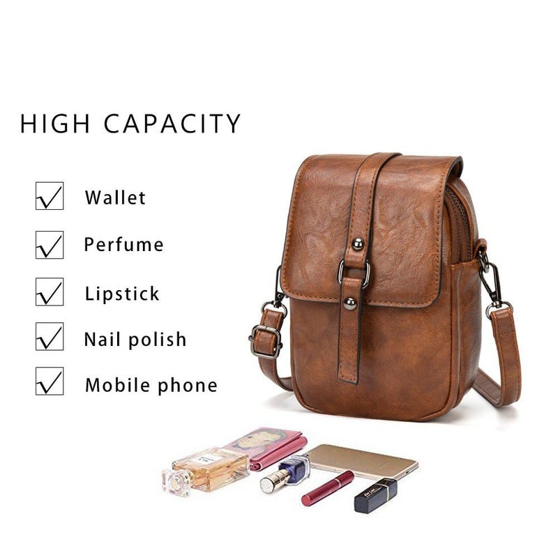 My Friday myfriday Vintage Crossbody Phone Bag for Women, Small Leather Shoulder Purse and Handbag with Tassel&Rivet Decoration - Image 3