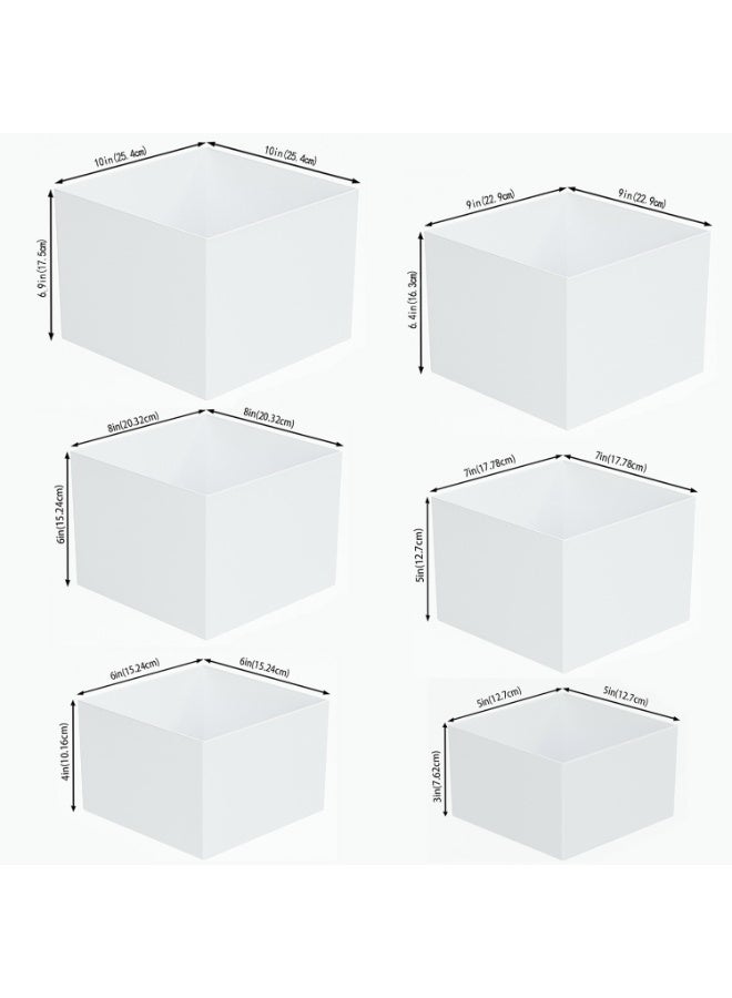 Buffet Risers, Food Risers for Buffet Table, 6PCS White Cube Display Nesting Risers with Hollow Bottoms, Food Display Risers Boxes Stand Shelf for Catering Dessert for Weddings, Parties (White(5"×6"×7"×8"×9"×10")) - Image 2