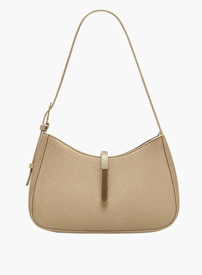 Flora Bella By Shoexpress Textured Shoulder Bag with Zip Closure