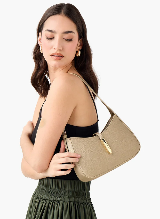 Flora Bella By Shoexpress Textured Shoulder Bag with Zip Closure