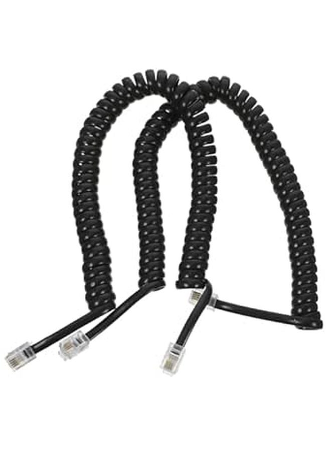 2Pcs Coiled Telephone Cord for Landline Phones Black 6ft Flexible Receiver Cable Easy Installation - Image 1