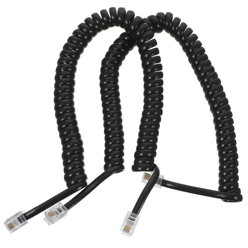 2Pcs Coiled Telephone Cord for Landline Phones Black 6ft Flexible Receiver Cable Easy Installation - Image 2