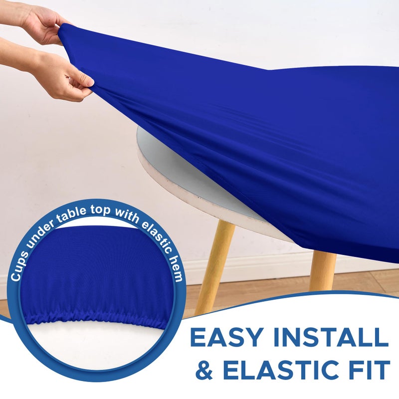 Enjoyidea Fitted Round Table Covers 48 Inch-2 Pack Royal Blue Elastic Spandex Table Cloth-Small Stretch Folding Circle Tablecloths Topper Cap for Kitchen Dining Commercial Party Picnic Event Banque - Image 3
